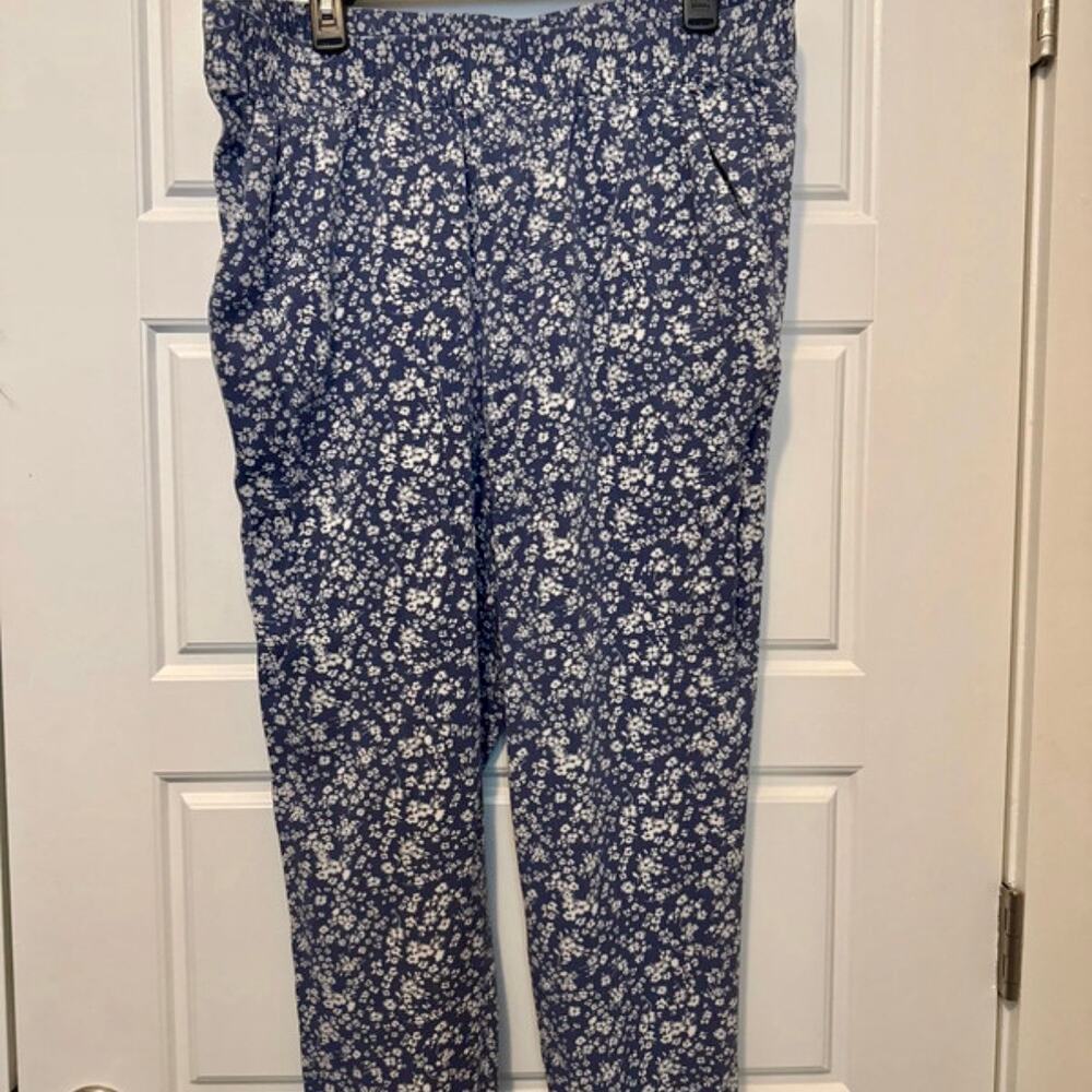 Jessica Simpson Floral Pants Blue Pullon Large